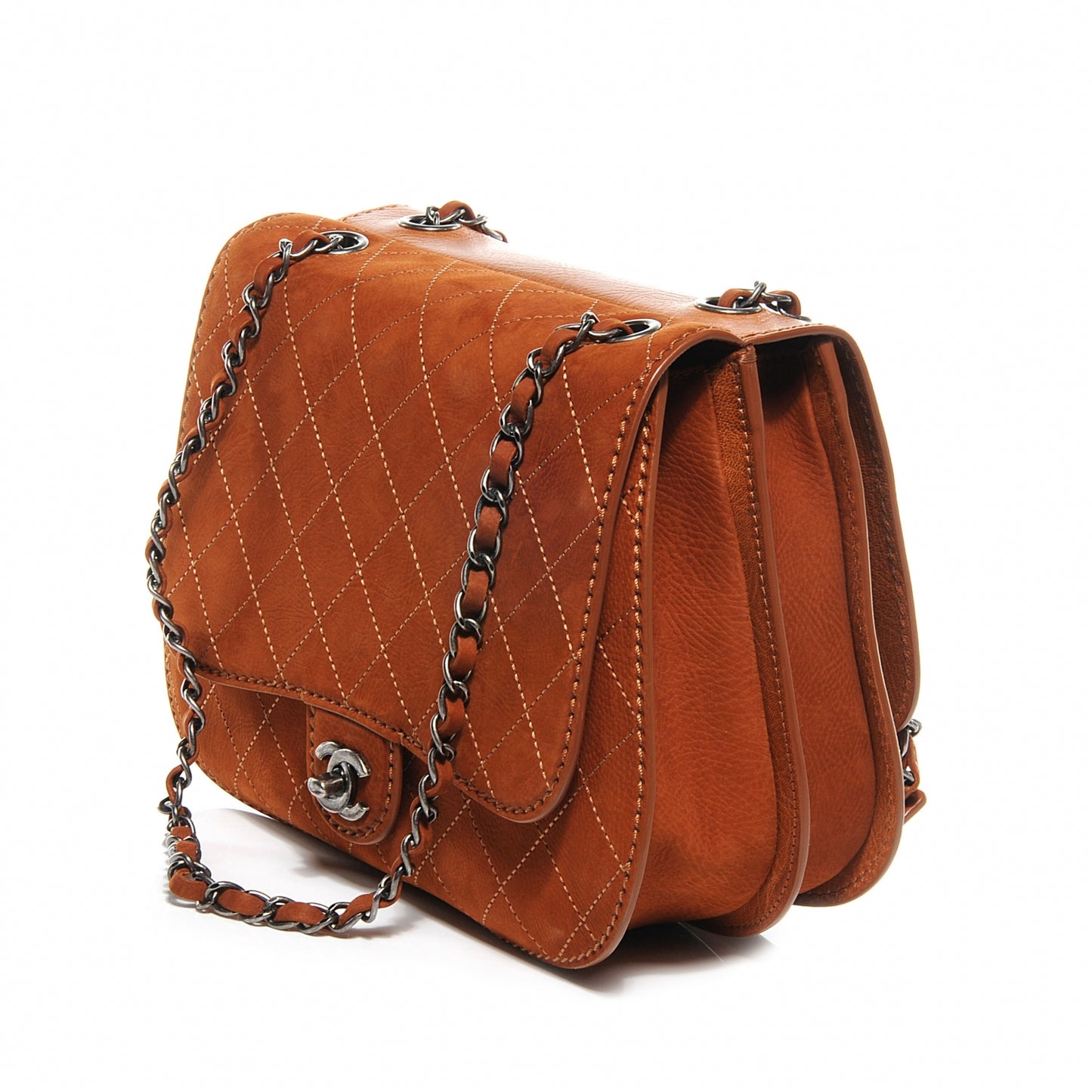 Suede Coco Twin Large Flap Marron