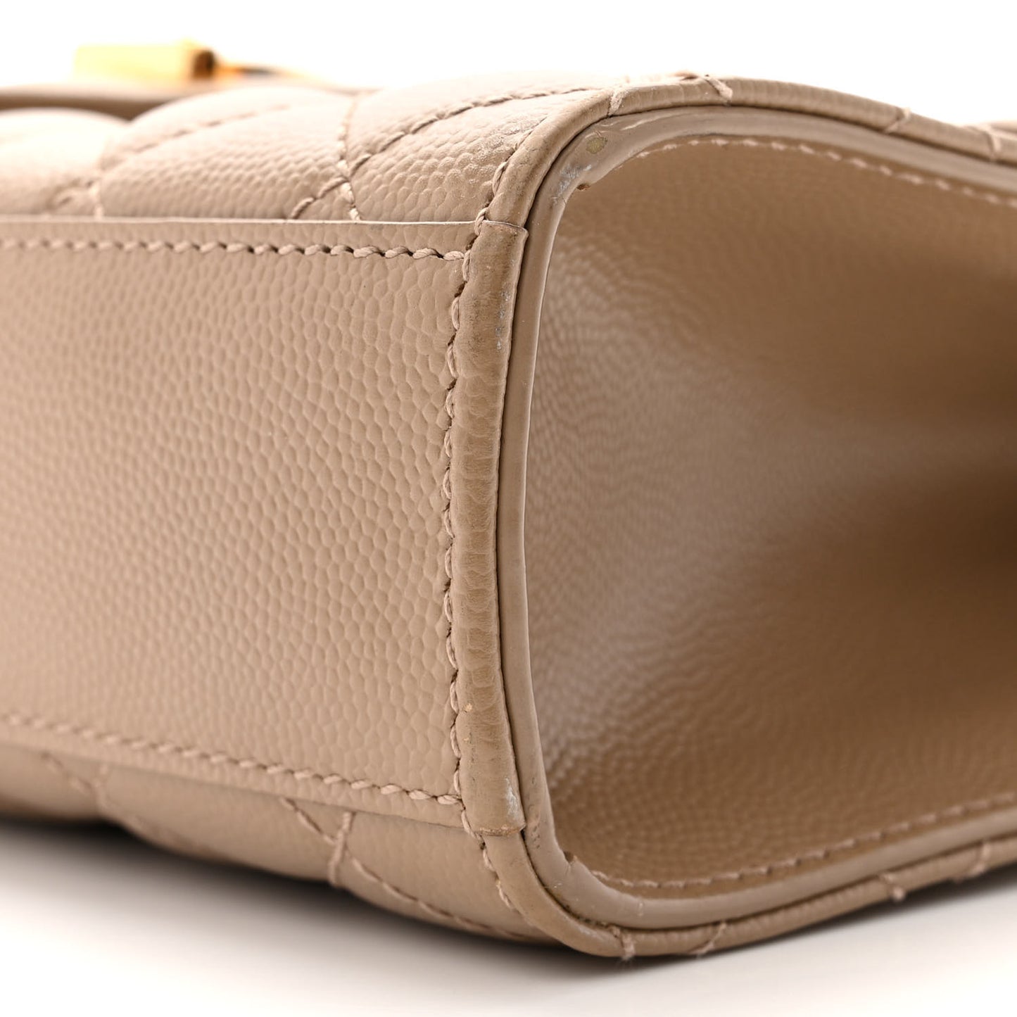 Grain De Poudre Textured Mixed Matelasse Medium Triquilt Monogram Satchel Dark Latte