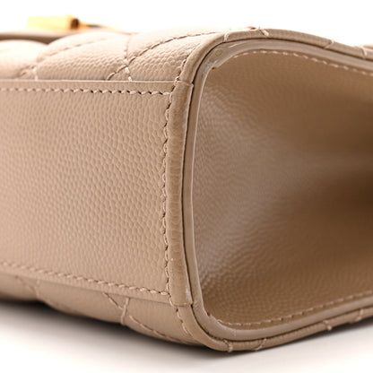 Saint Laurent Grain De Poudre Textured Mixed Matelasse Medium Triquilt Monogram Satchel Dark Latte 10 of 13