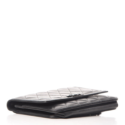 Chanel Lambskin Quilted Boy Wallet On Chain WOC Black 4 of 18