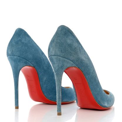 Christian Louboutin Veau Velours Pigalle Follies 100 Pumps 35 Celeste 4 of 10