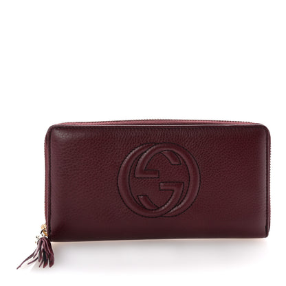 Gucci Pebbled Calfskin Soho Zip Around Wallet Classic Burgundy 1 of 8