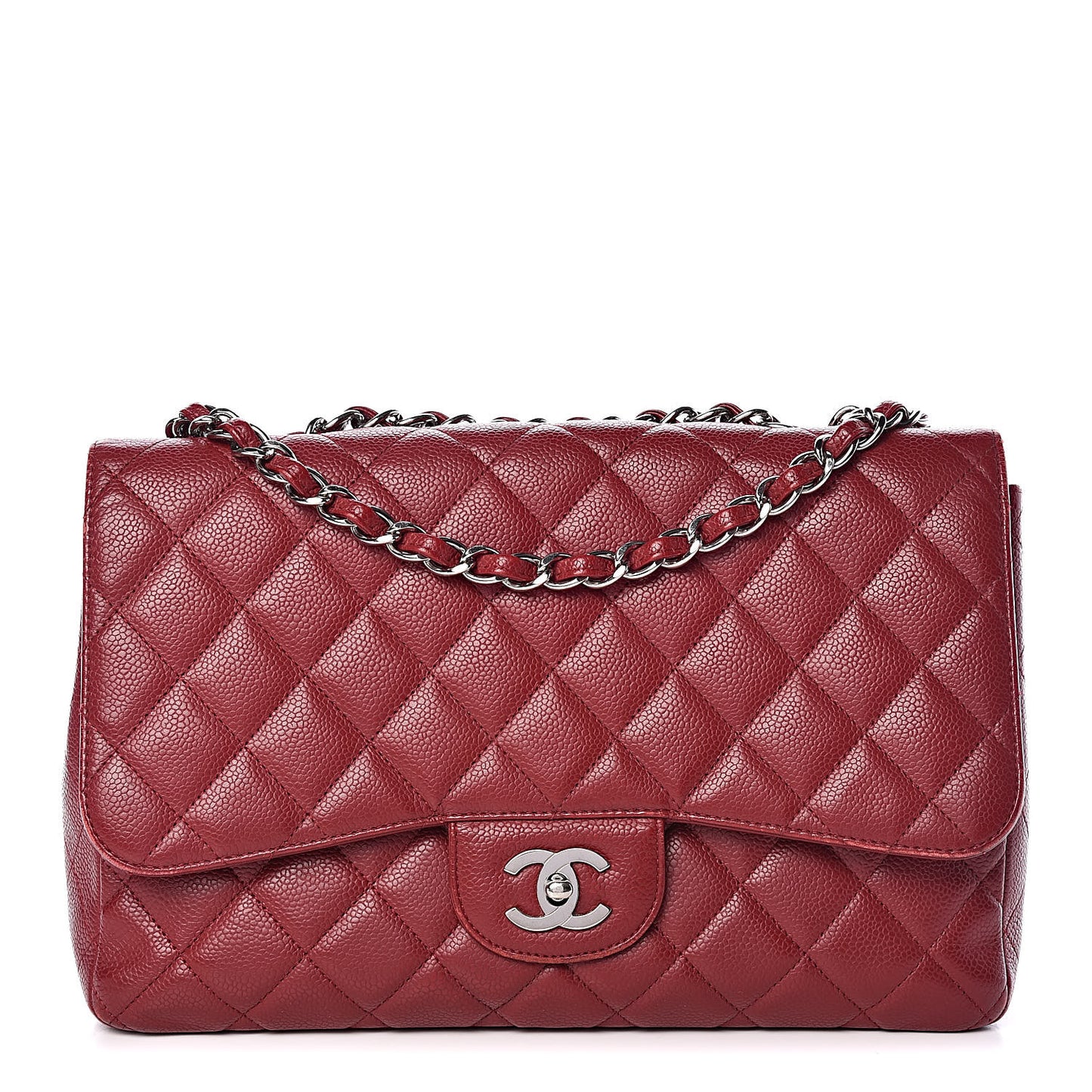 Caviar Quilted Jumbo Single Flap Red