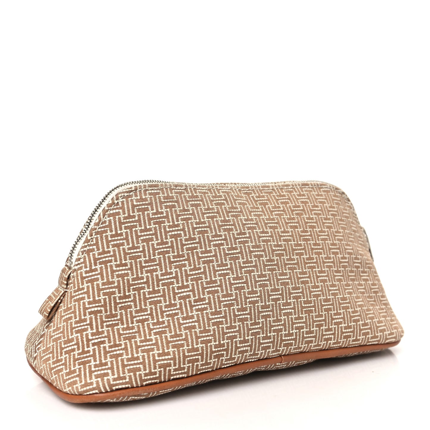 Cotton Canvas H Embroidered Travel Cosmetic Pouch Natural