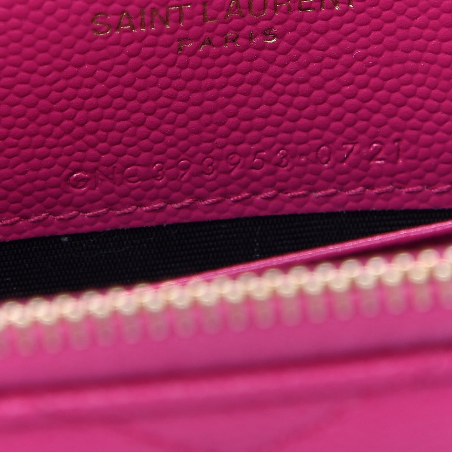 Grain De Poudre Matelasse Chevron Monogram Envelope Chain Wallet Fresh Fuchsia