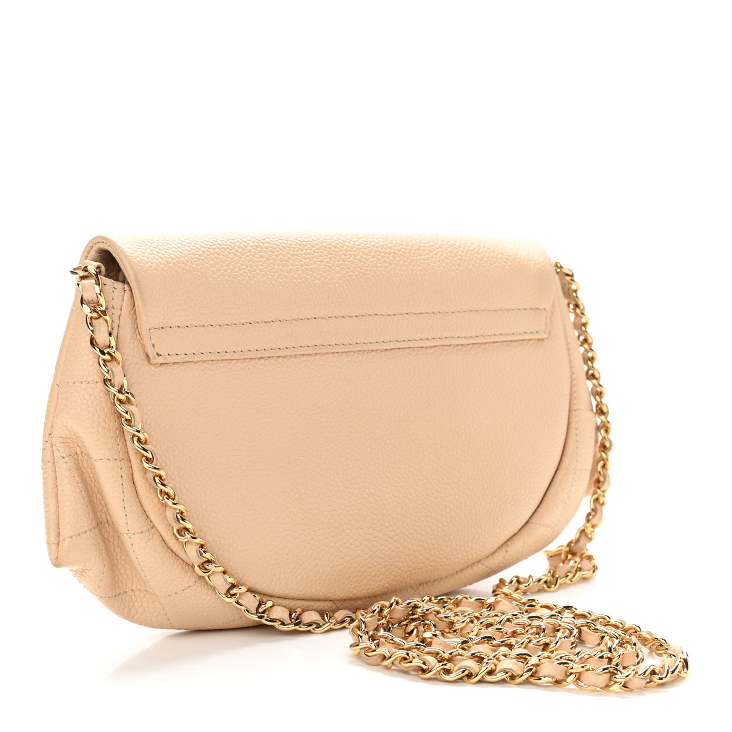 Caviar Half Moon Wallet On Chain WOC Beige