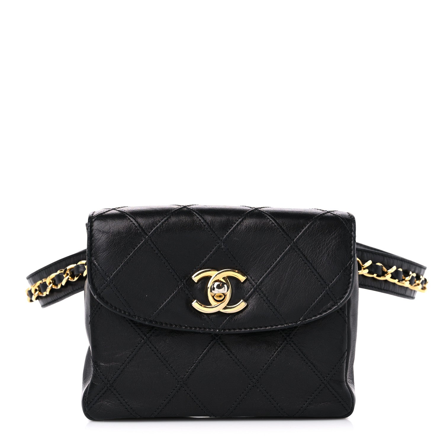 Chanel Calfskin Quilted Flap Waist Belt Bag Black 1 of 14