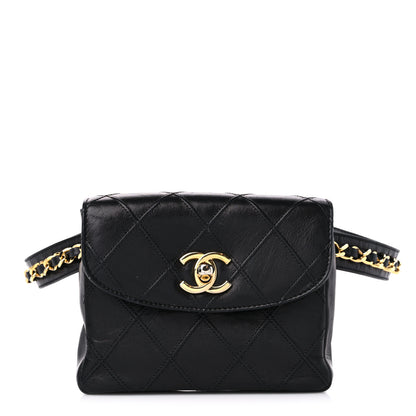 Chanel Calfskin Quilted Flap Waist Belt Bag Black 1 of 14