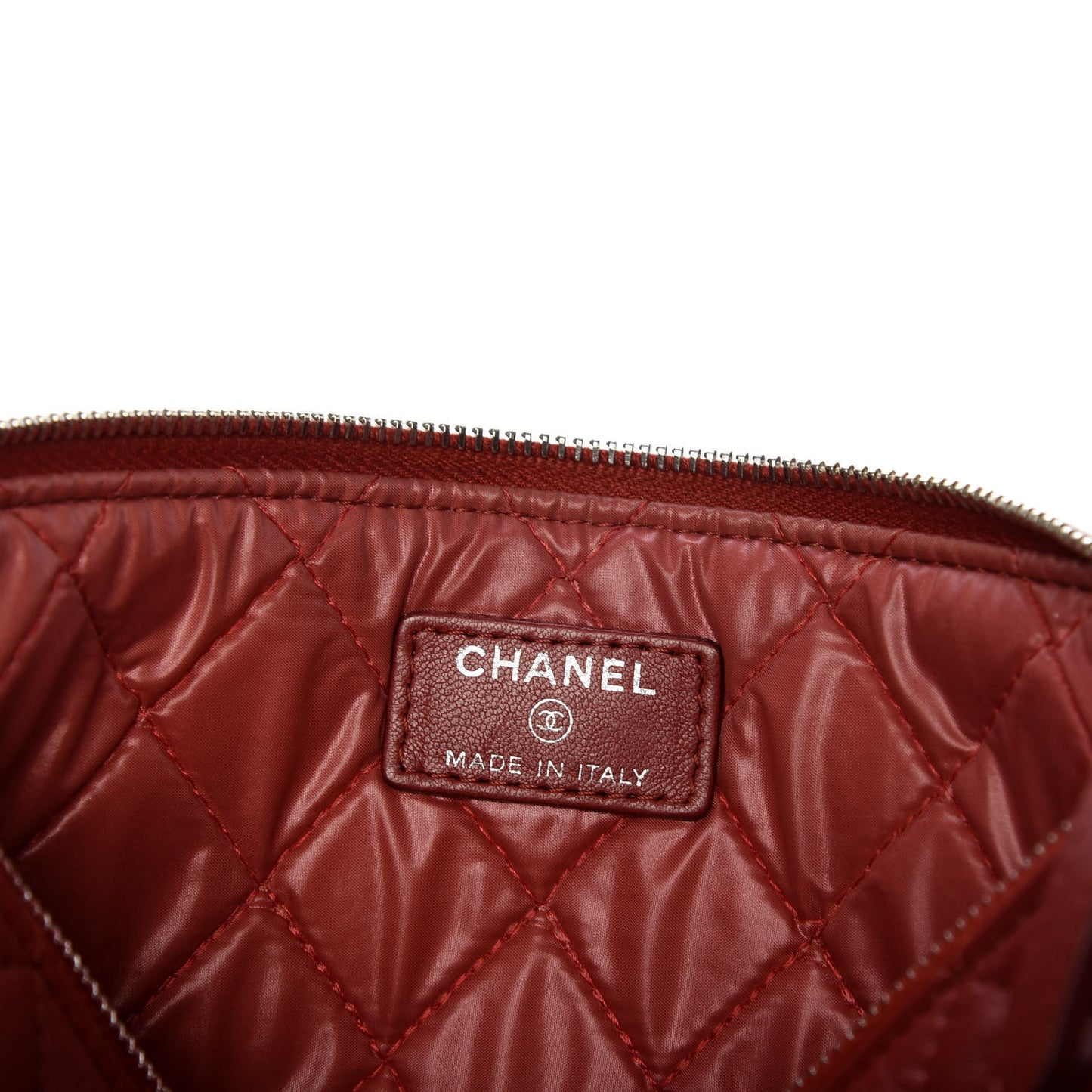 Lambskin Quilted Medium Cosmetic Case Red