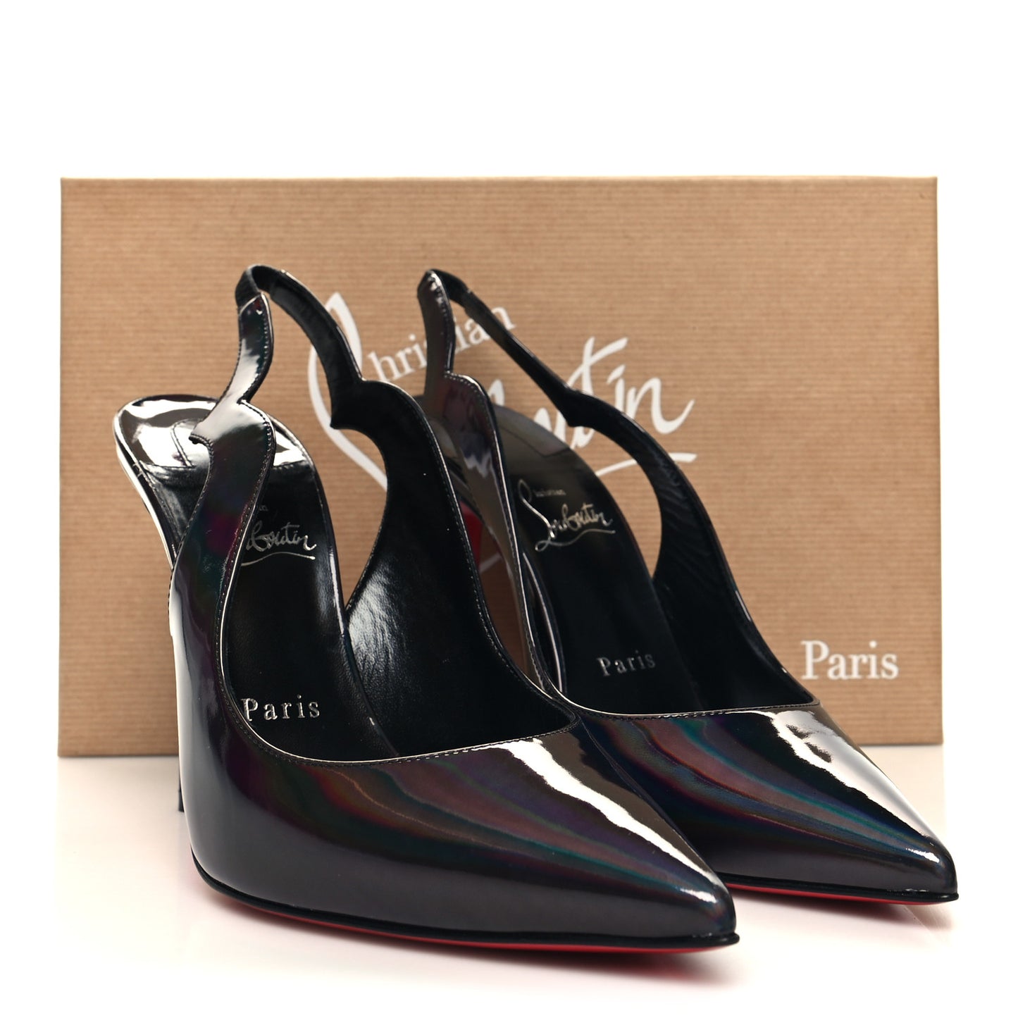 Metallic Patent Psychic Hot Chick Slingback 100 Pumps 38.5 Black