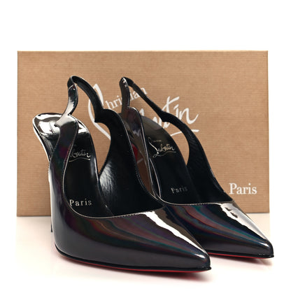 Christian Louboutin Metallic Patent Psychic Hot Chick Slingback 100 Pumps 38.5 Black 8 of 8