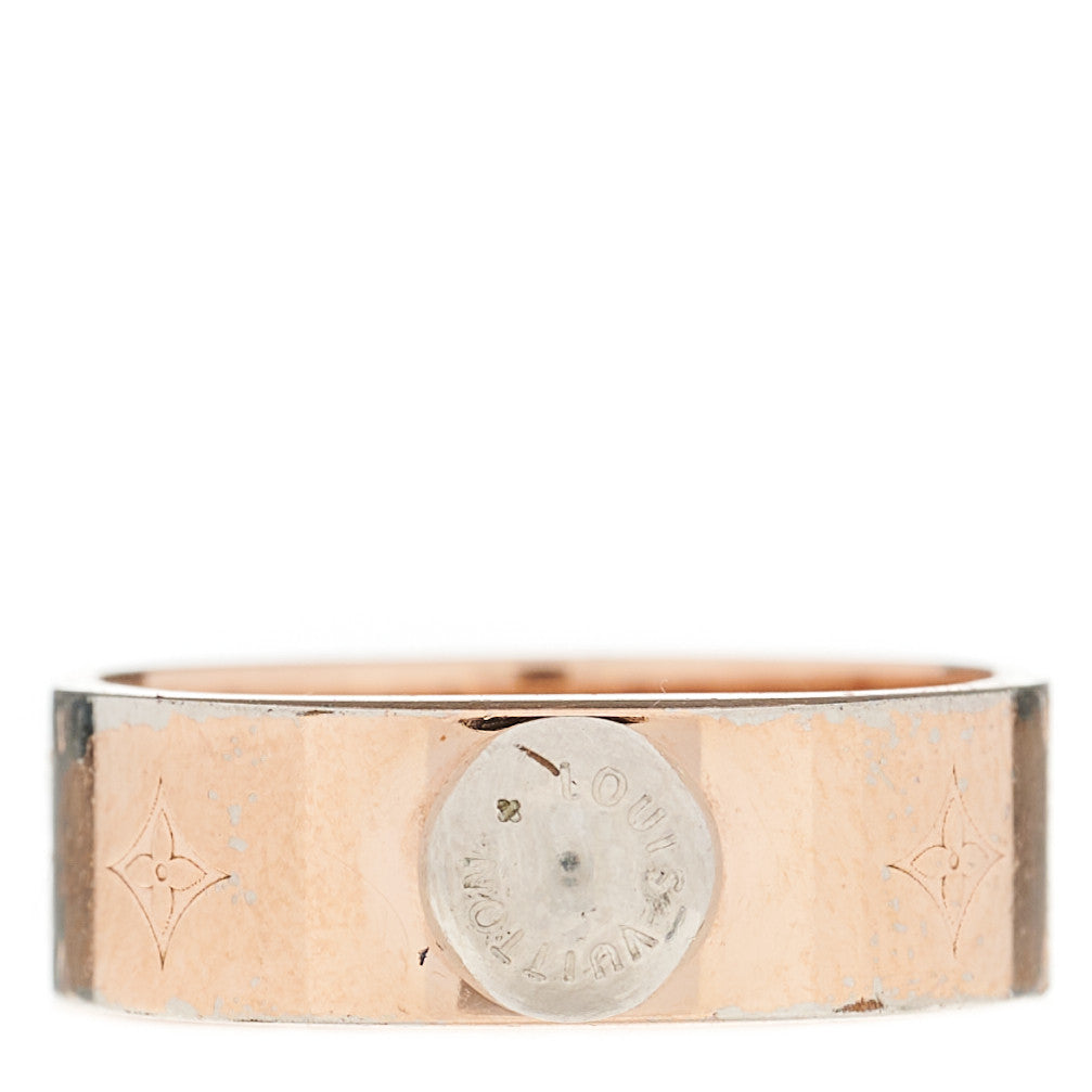 Louis Vuitton Brass Monogram Engraved Nanogram Ring S Pink Gold 1 of 8