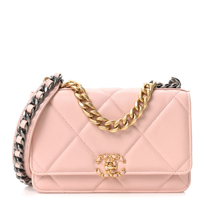 Chanel Lambskin Quilted Chanel 19 Wallet On Chain WOC Light Pink 1 of 11