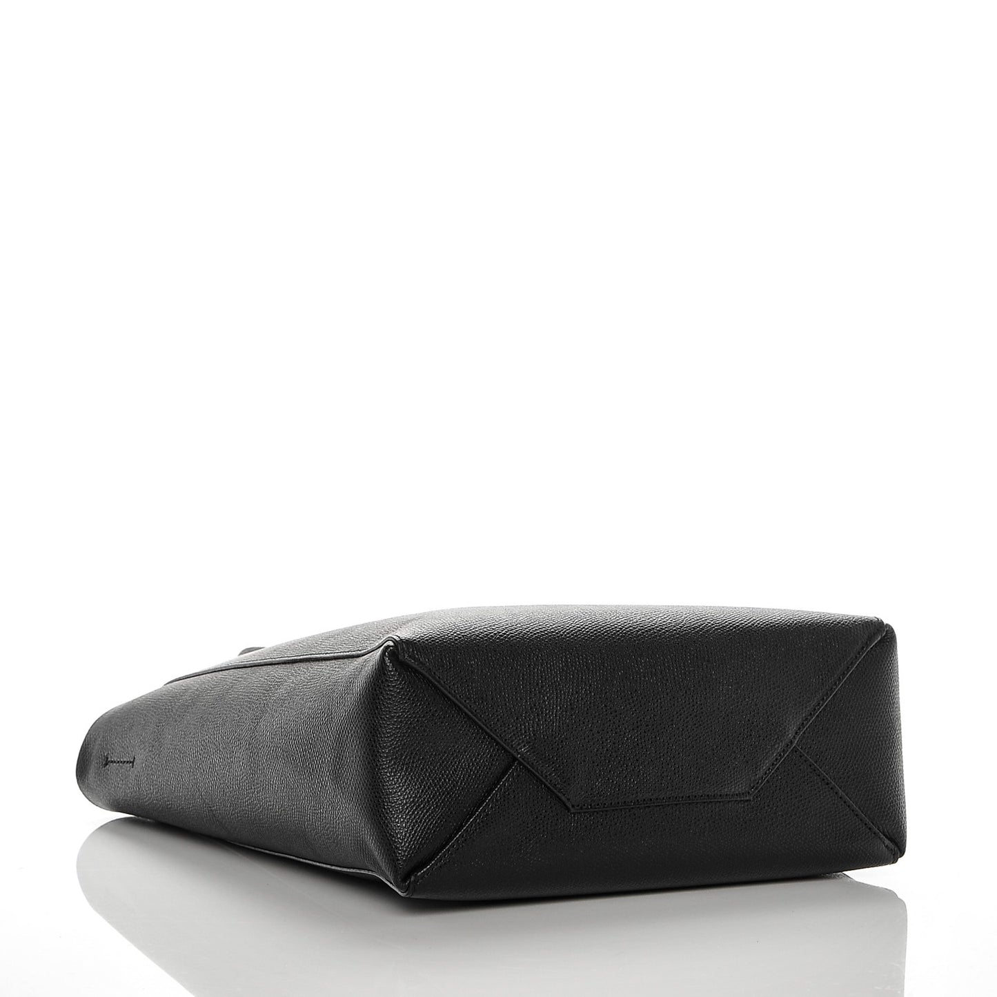 Grained Calfskin Small Vertical Cabas Black