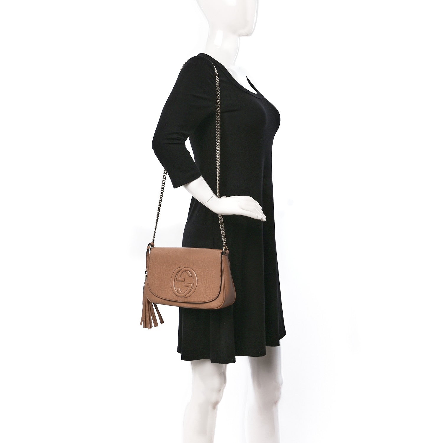 Gucci Pebbled Calfskin Medium Soho Flap Crossbody Camelia 2 of 10