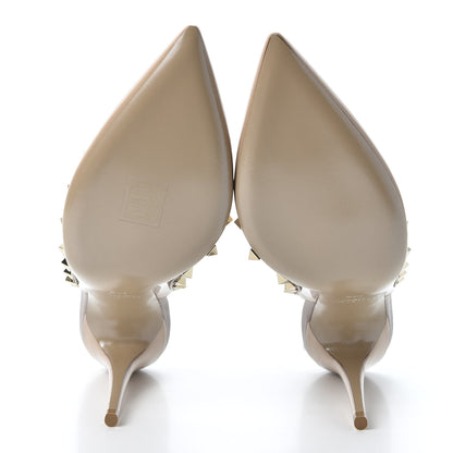 Valentino Garavani Patent Nappa Rockstud Ankle Strap 100mm Pumps 40.5 Camel Rose Poudre 5 of 10