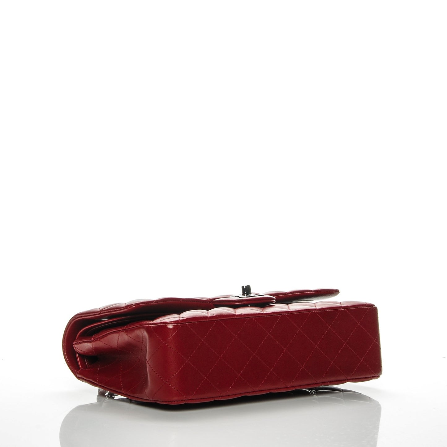 Lambskin Quilted Medium Double Flap Dark Red