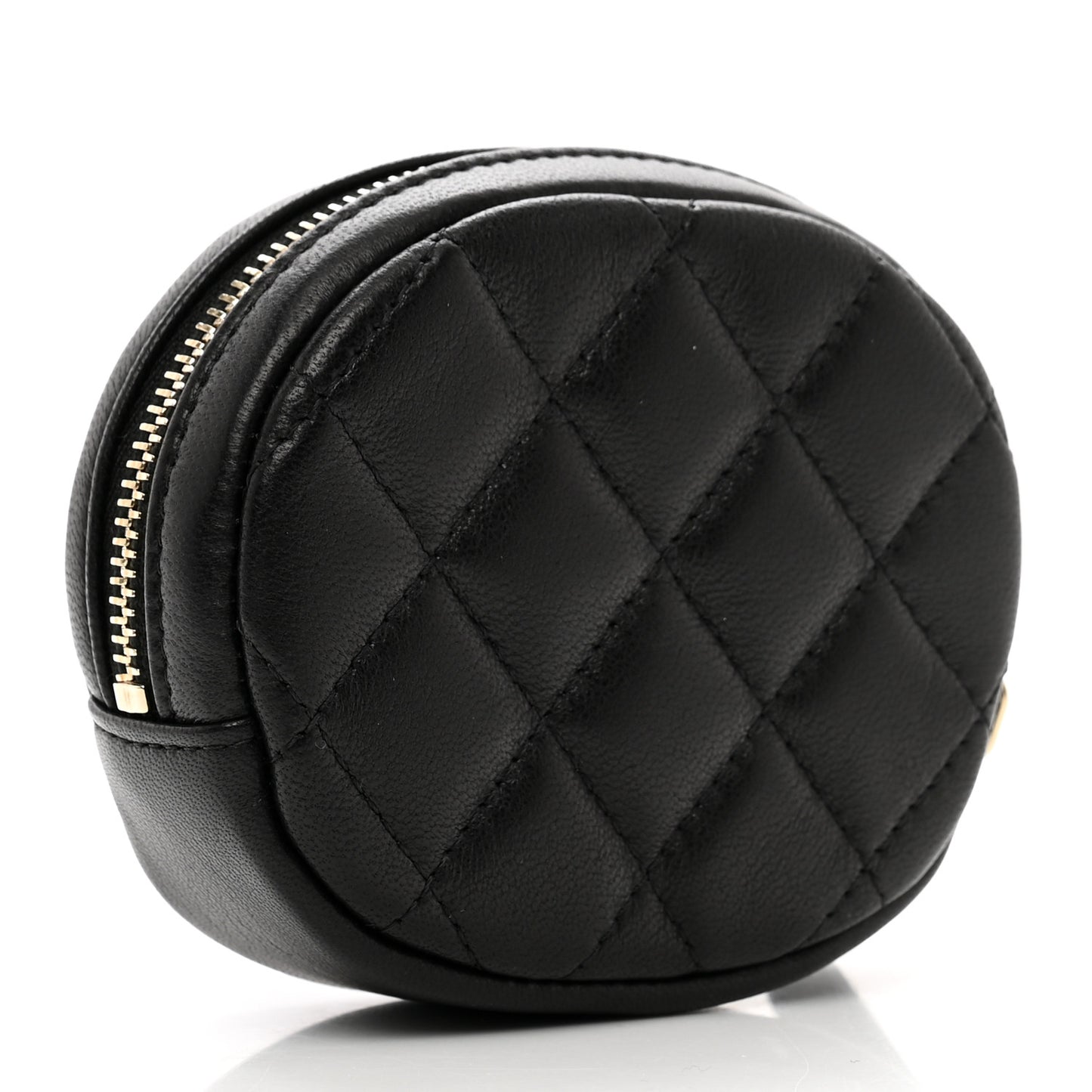 Lambskin Quilted Zip Around Classic Coin Purse Black