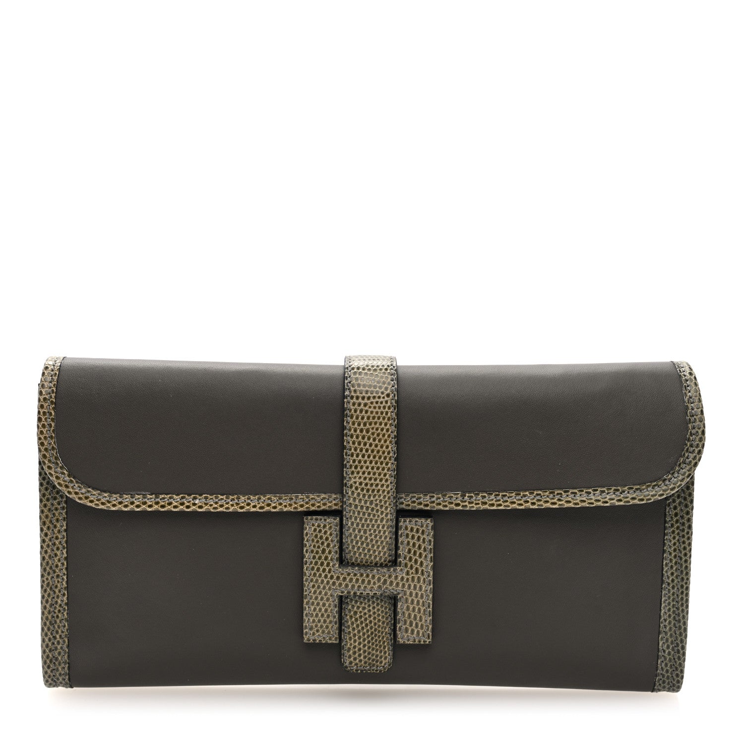Hermes Swift Lizard Jige Elan Touch 29 Clutch Etain Ombre 1 of 7