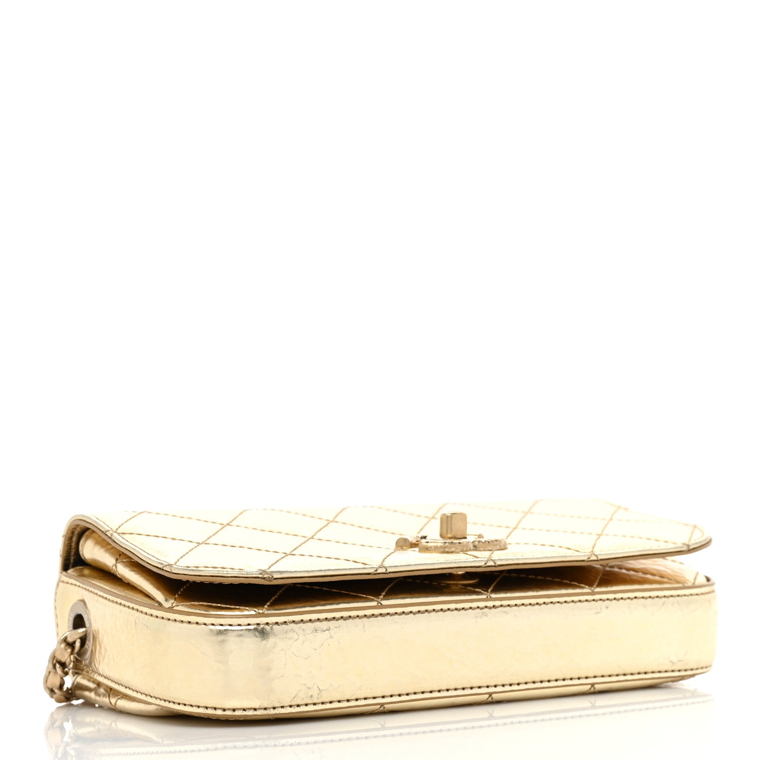 Chanel Hammered Metallic Calfskin Quilted Flap Gold 4 of 25