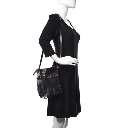 Versace Calfskin Palazzo Fringe Crossbody Bag Black 2 of 9