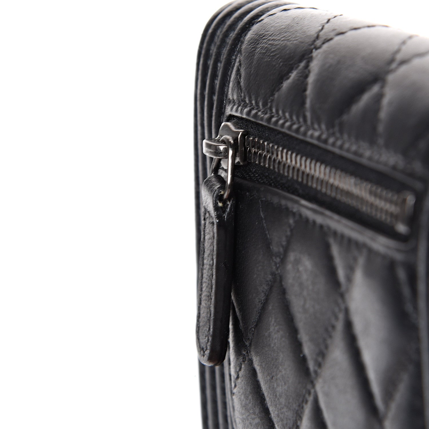 Chanel Lambskin Quilted Compact Boy Wallet Black 11 of 12