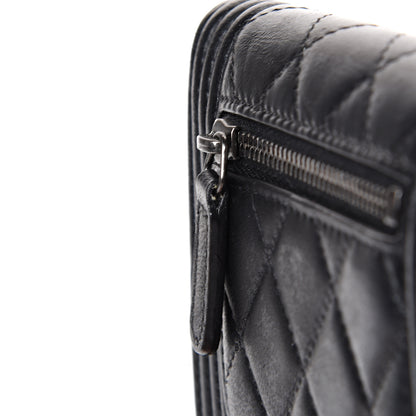 Chanel Lambskin Quilted Compact Boy Wallet Black 11 of 12