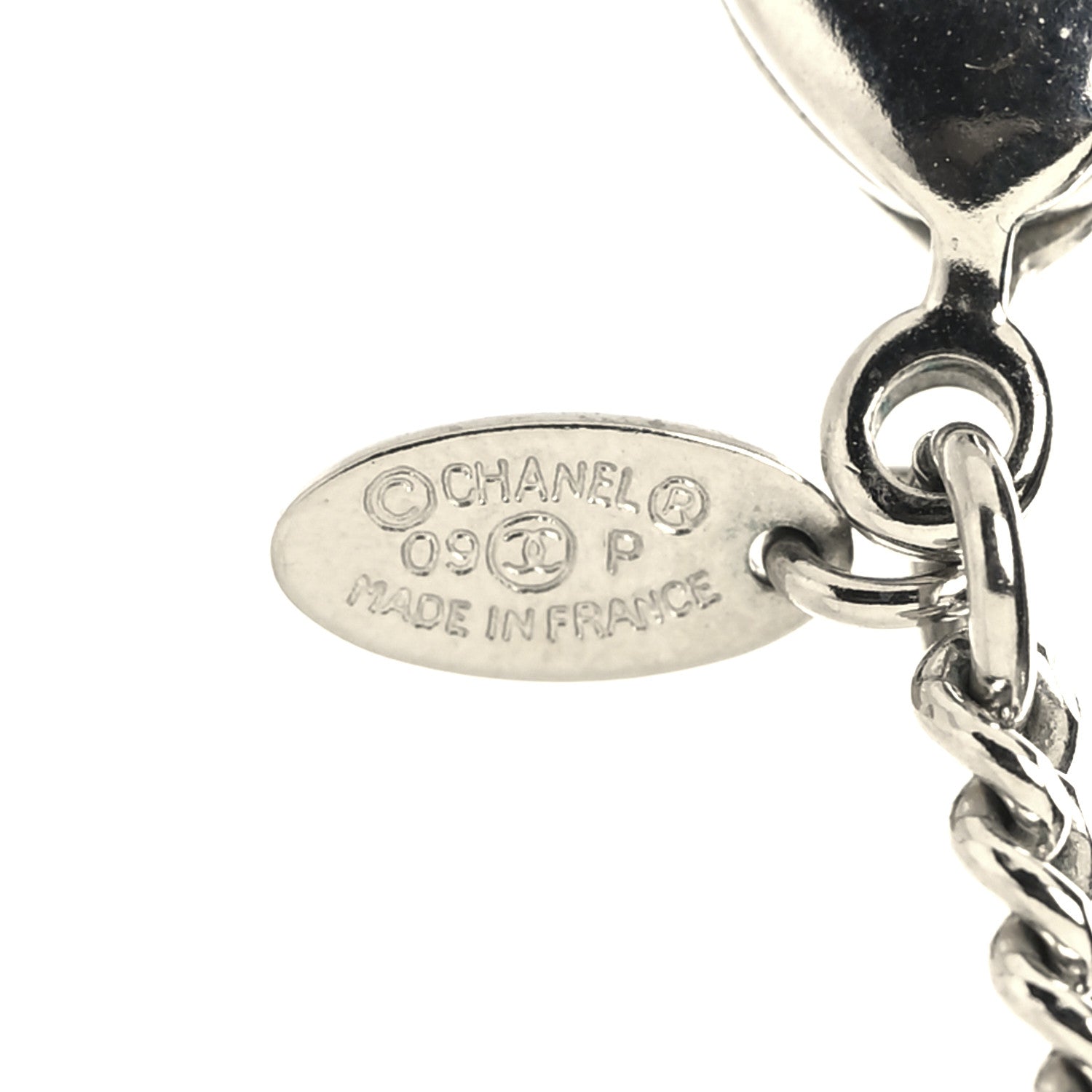 Chanel Metal Crystal CC Long Chain Necklace Silver 5 of 5