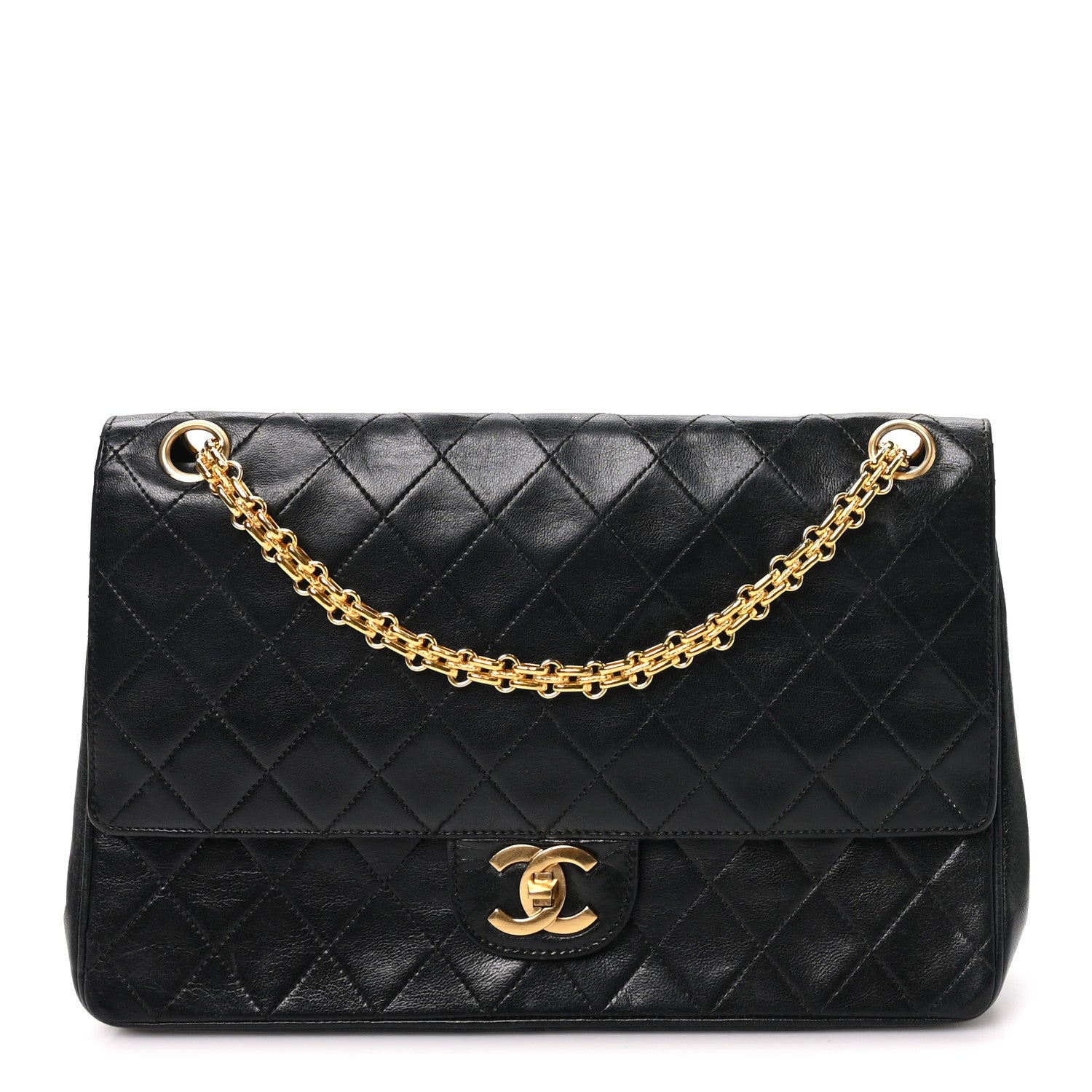 Chanel Lambskin Quilted Medium Double Flap Bijoux Chain Black 1 of 9