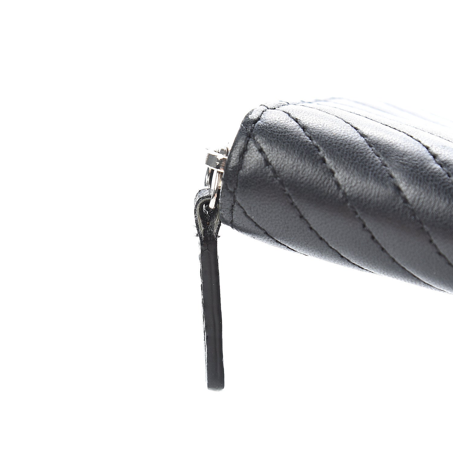 Chanel Lambskin Chevron Quilted Small Zip Around Wallet Black 10 of 11