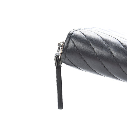 Chanel Lambskin Chevron Quilted Small Zip Around Wallet Black 10 of 11