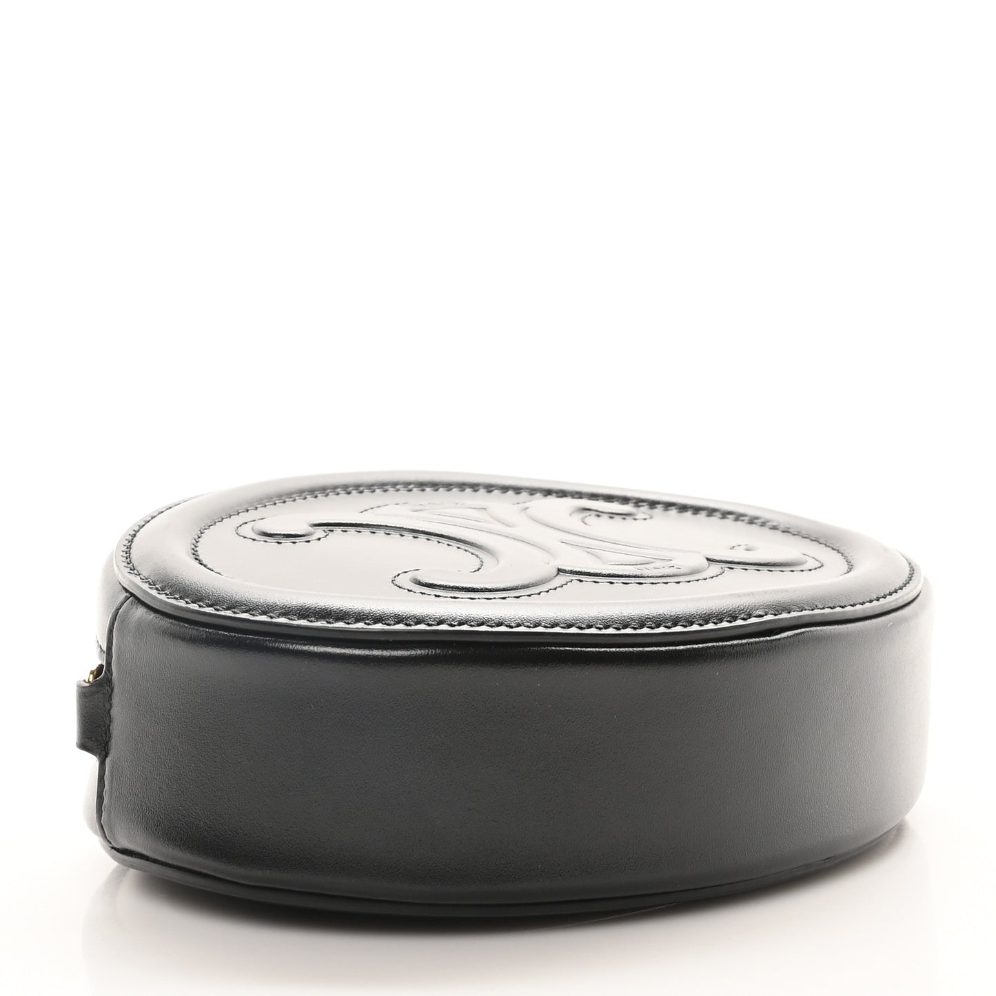Smooth Calfskin Cuir Small Triomphe Oval Crossbody Purse Black
