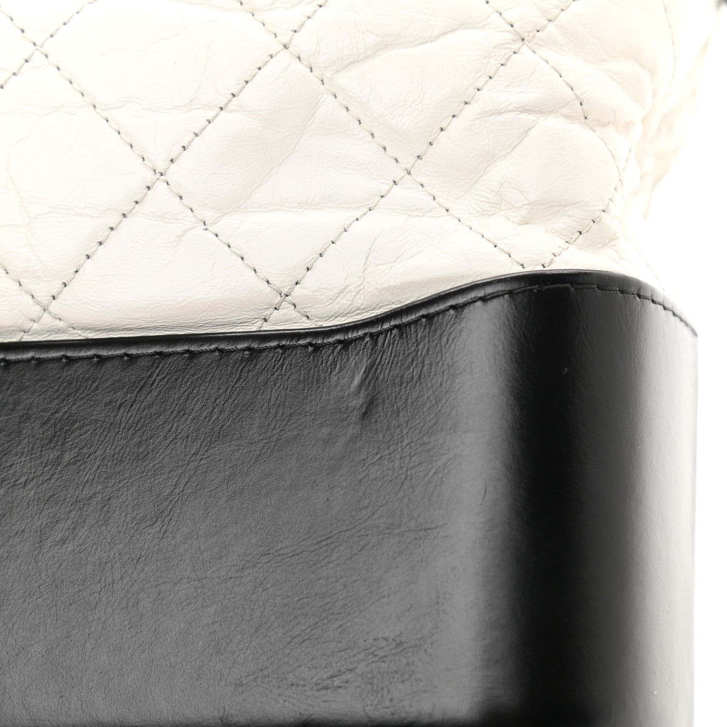 Chanel Aged Calfskin Quilted Medium Gabrielle Hobo Black White 12 of 13