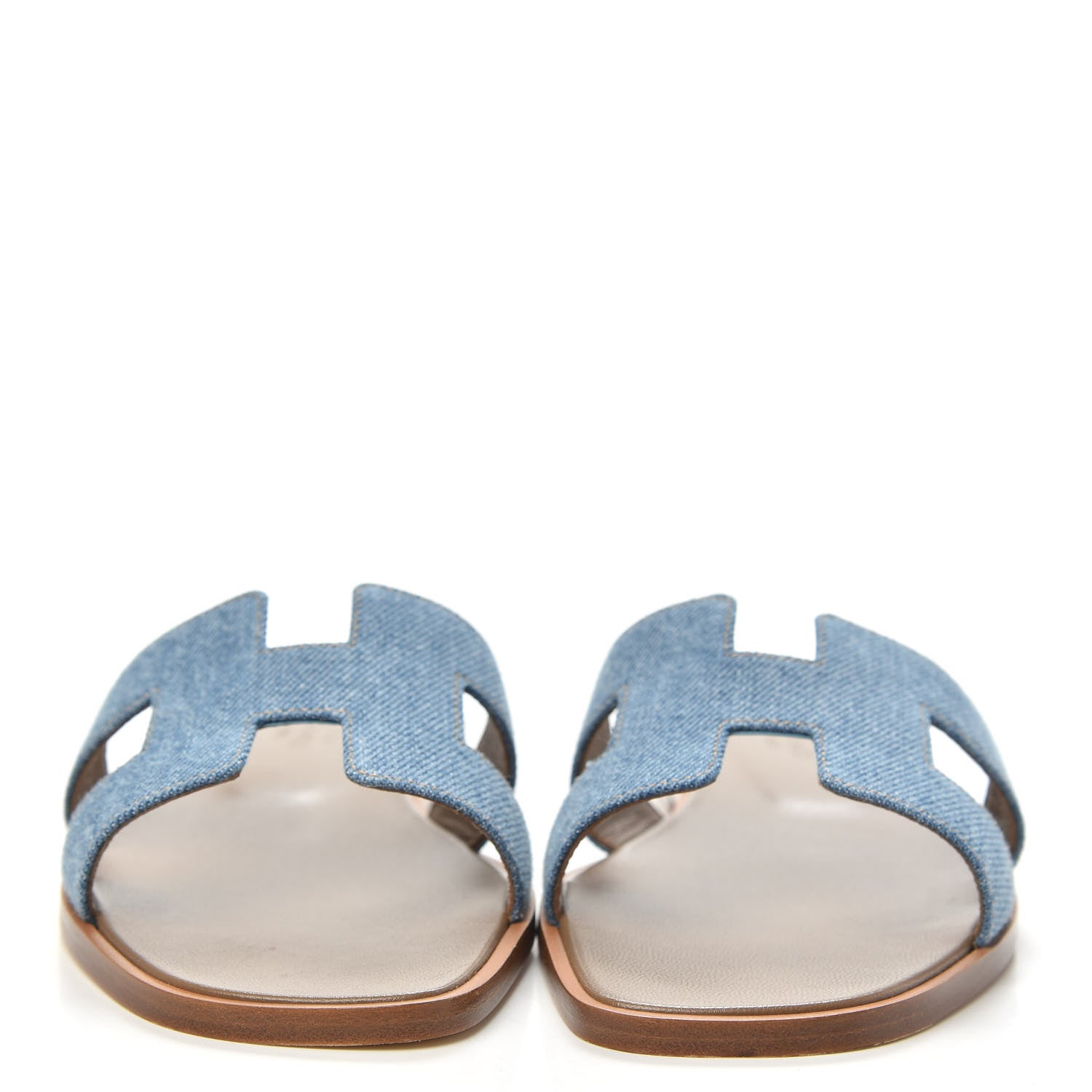 Hermes Denim Canvas Oran Sandals 36.5 Bleu Clair 2 of 8