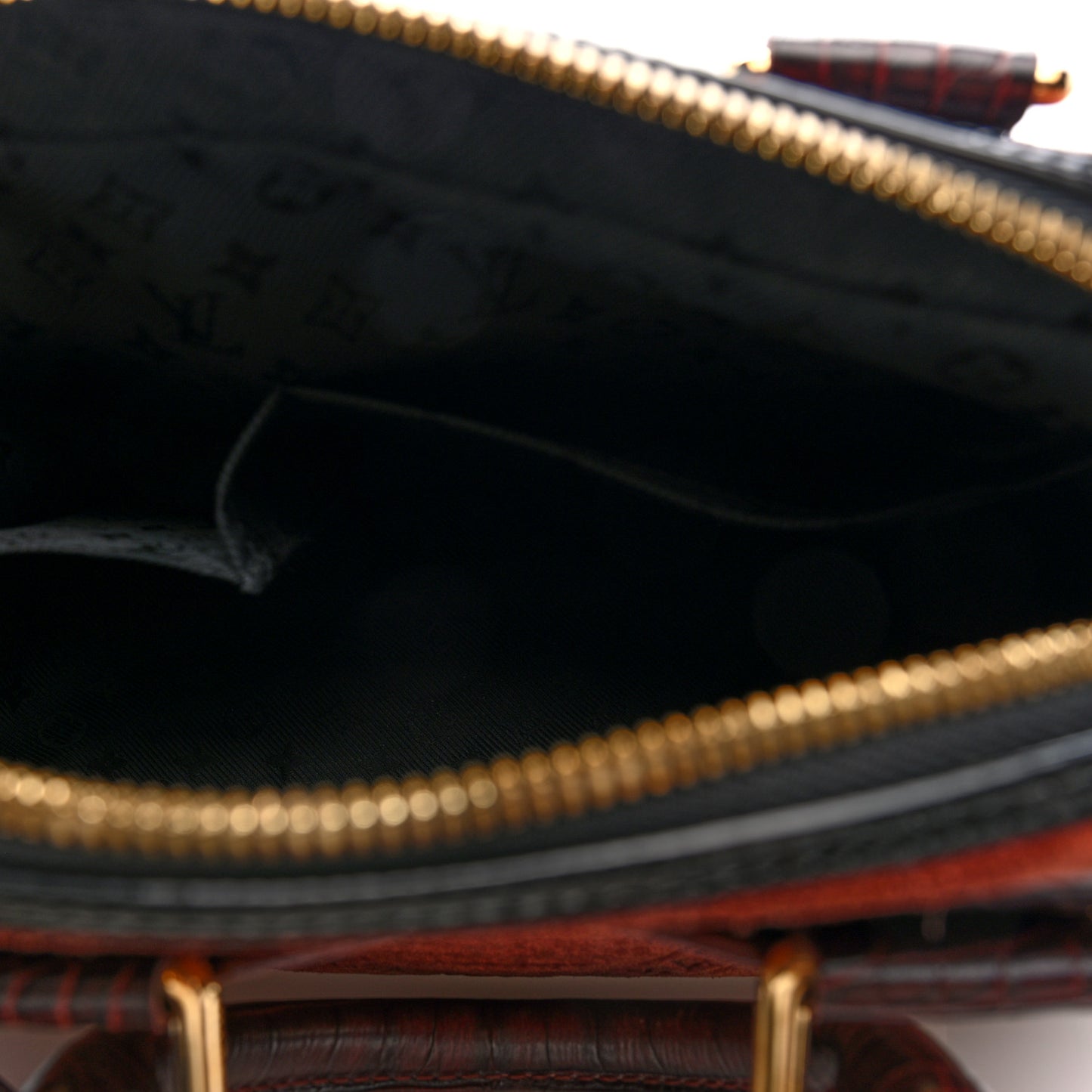 Suede Stamped Alligator Embossed Havane Bowler PM Brun