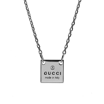 Gucci Sterling Silver Logo Square Tag Necklace 4 of 6
