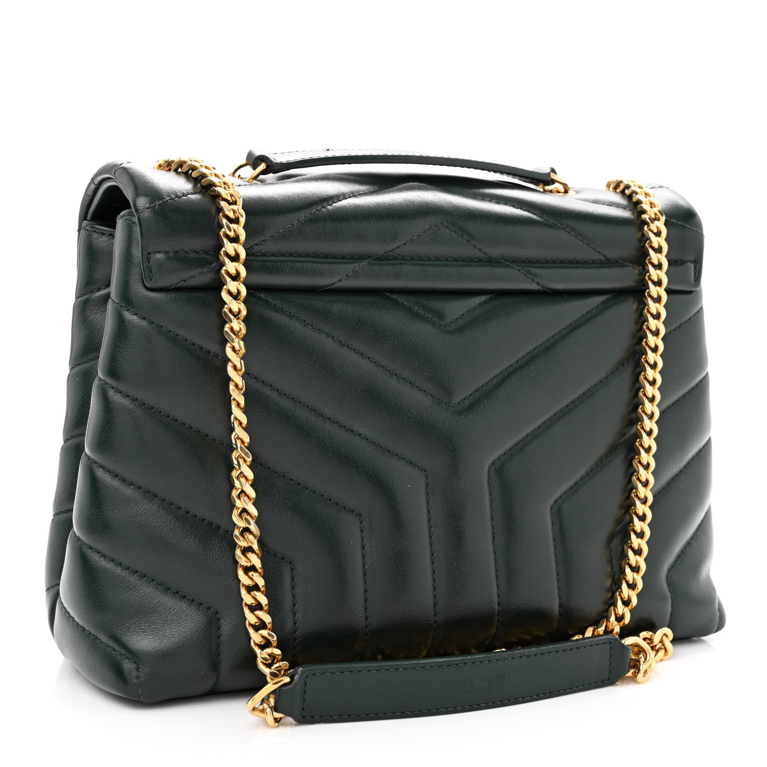Saint Laurent Calfskin Y Quilted Monogram Small Loulou Chain Satchel Olive 3 of 11