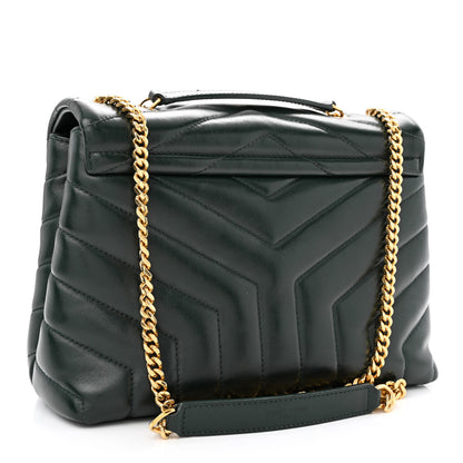 Saint Laurent Calfskin Y Quilted Monogram Small Loulou Chain Satchel Olive 3 of 11