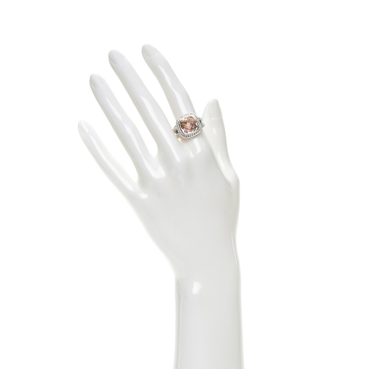 Sterling Silver Diamond Morganite 11mm Albion Ring 53 6.5