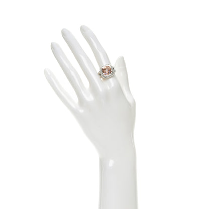 David Yurman Sterling Silver Diamond Morganite 11mm Albion Ring 53 6.5 2 of 5