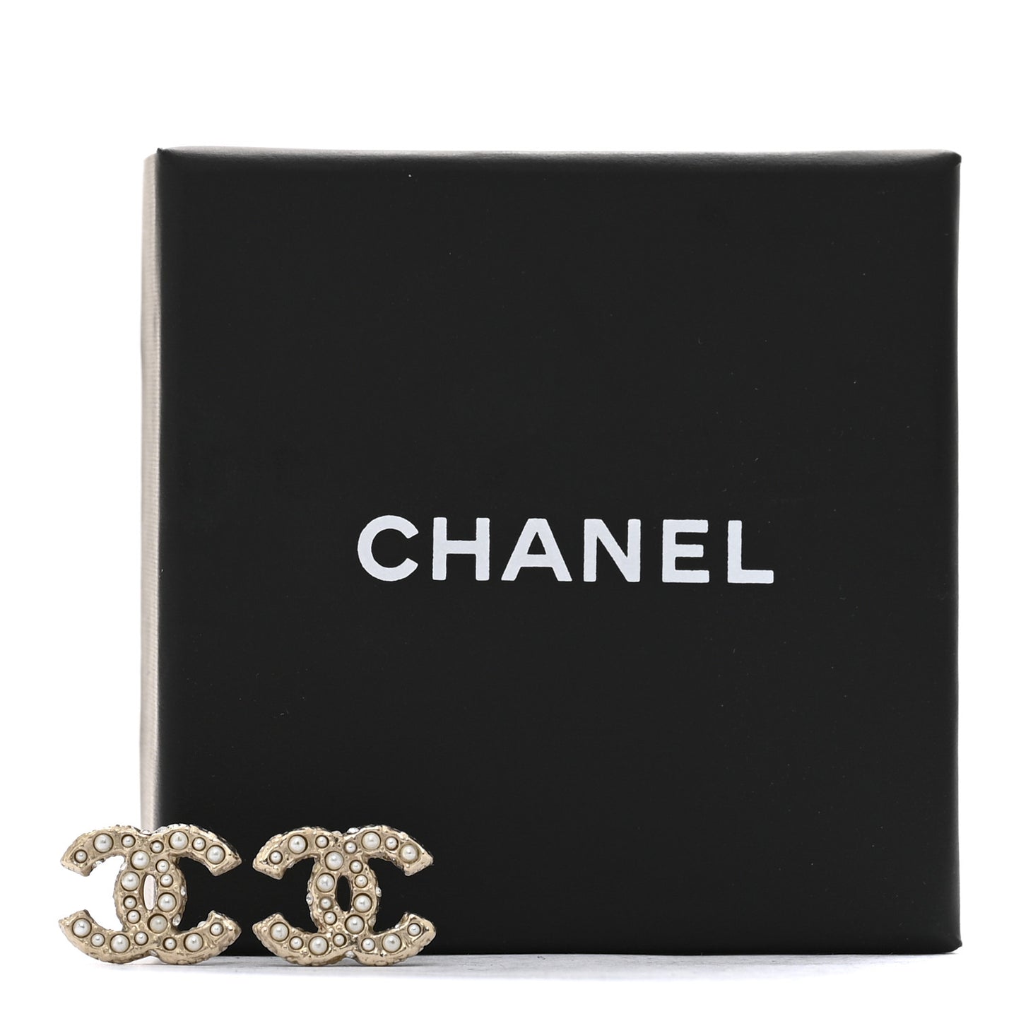 Metal Graduated Pearl Crystal CC Earrings Light Gold