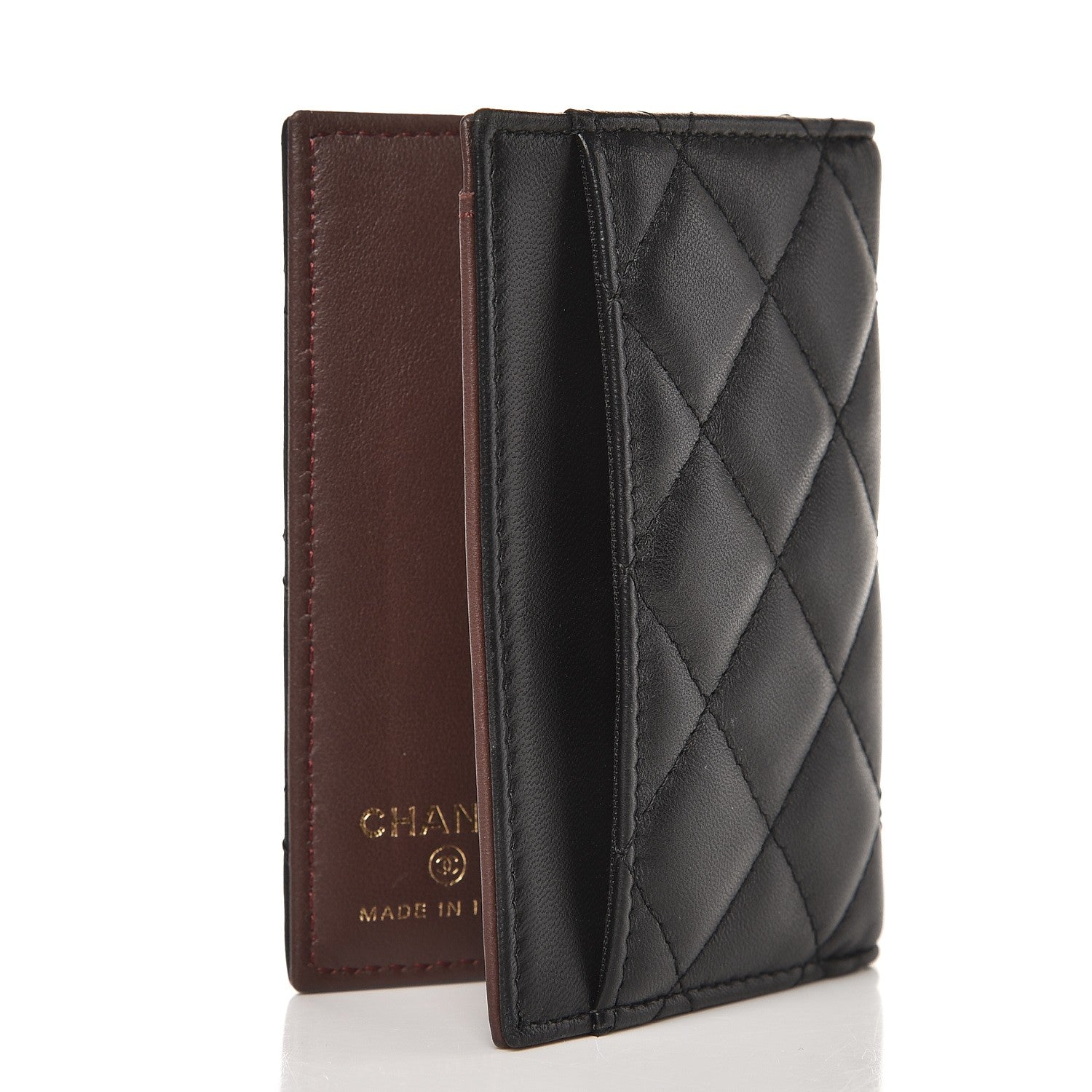 Chanel Lambskin Quilted Card Holder Wallet Black 3 of 7