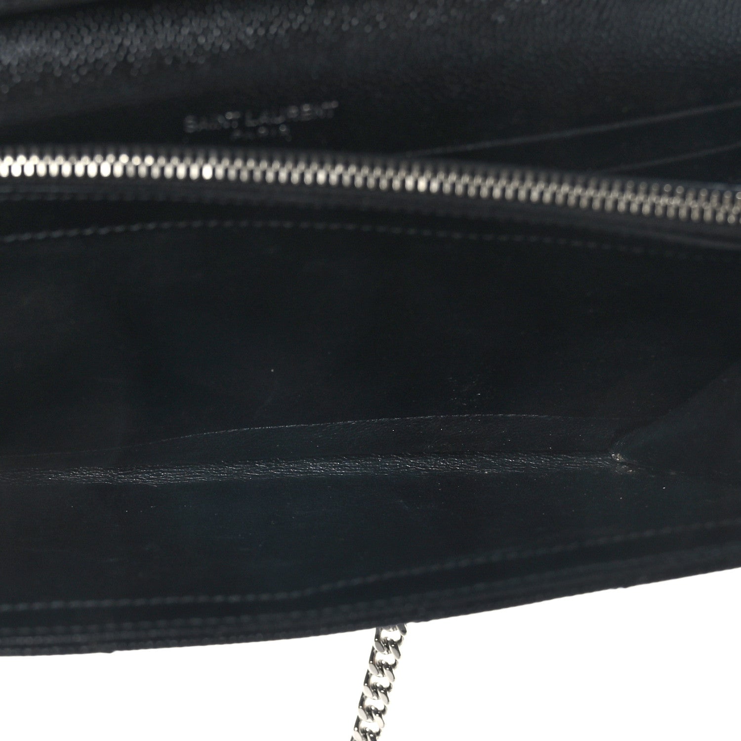 Saint Laurent Grain De Poudre Matelasse Chevron Monogram Chain Wallet Black 5 of 8