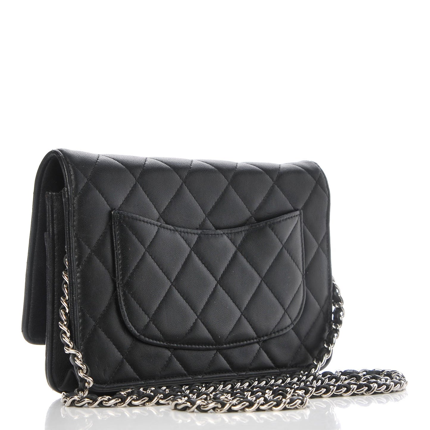 Lambskin Quilted Wallet On Chain WOC Black