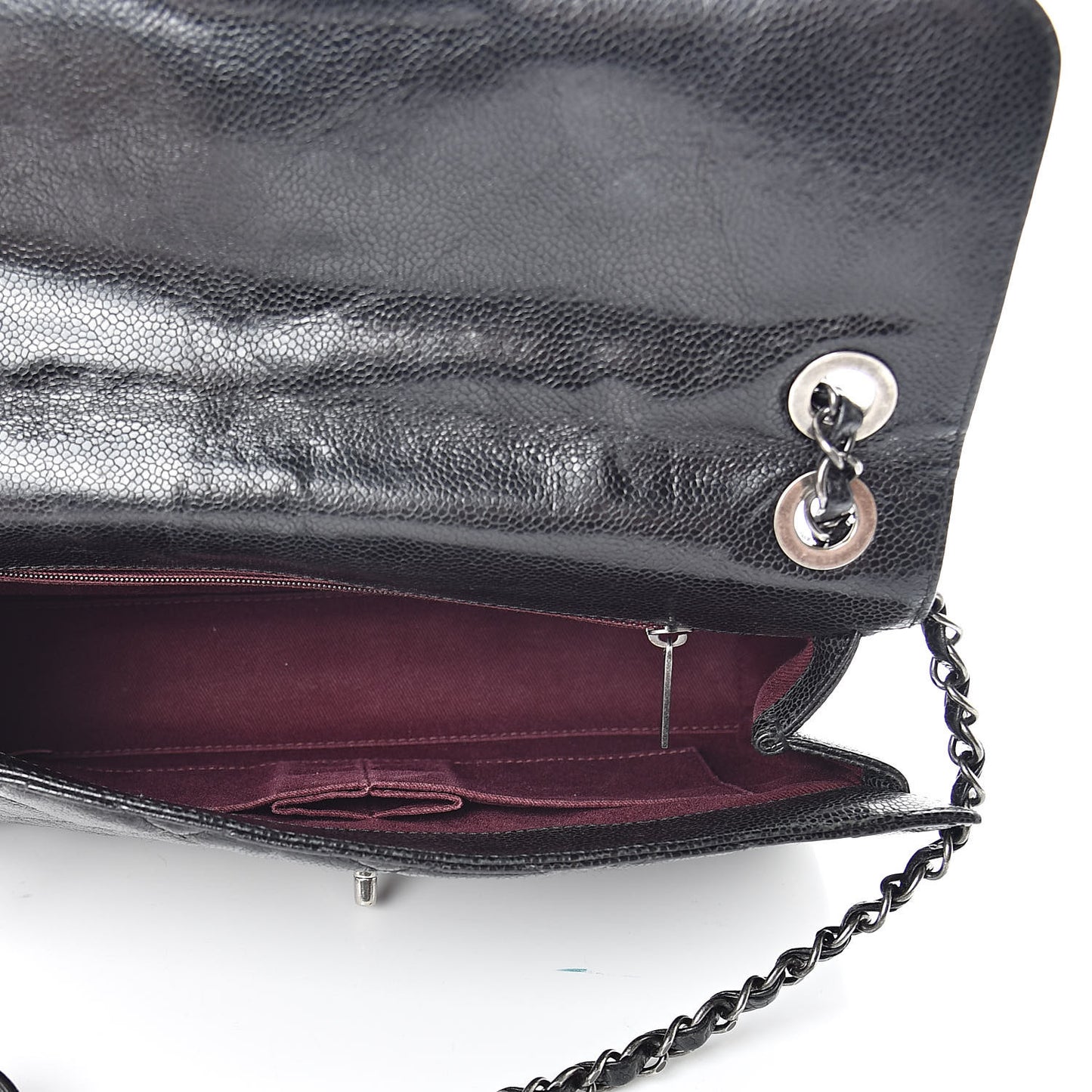 Crumpled Grained Calfskin Medium CC Crave Flap Black