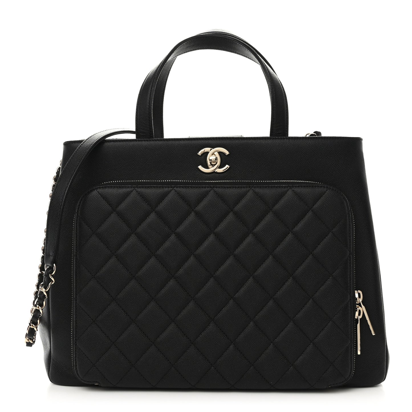 Caviar Quilted Large Business Affinity Shopping Bag Black