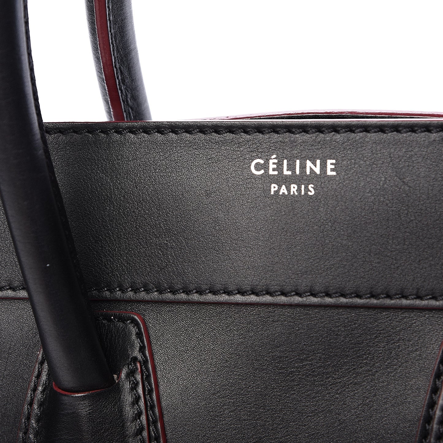 Smooth Calfskin Mini Luggage Black Pink Trim