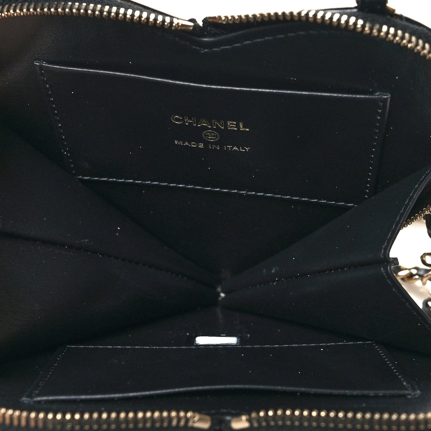 Patent Calfskin Resin Quilted CC Heart Clutch With Chain Black