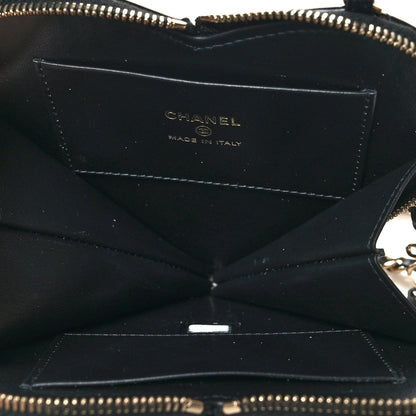 Chanel Patent Calfskin Resin Quilted CC Heart Clutch With Chain Black 5 of 12