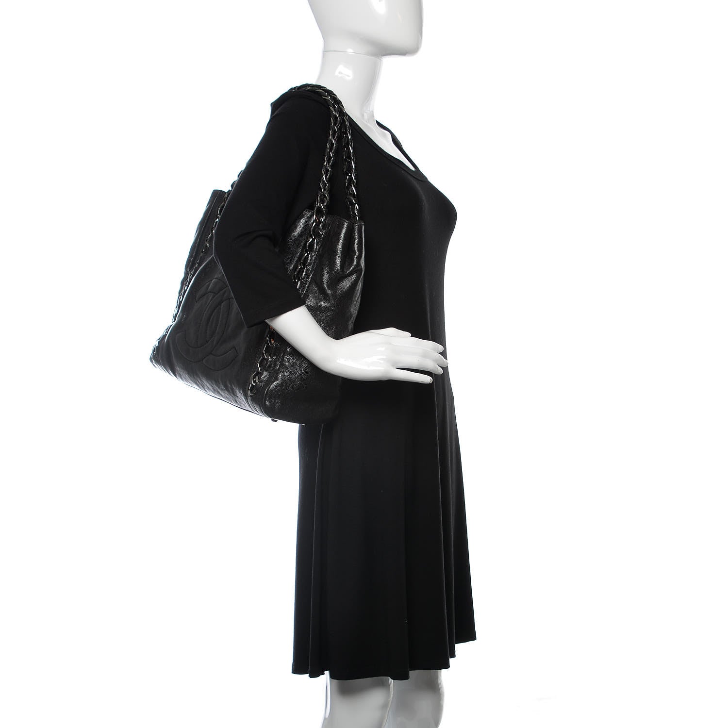 Chanel Glazed Caviar Modern Chain Tote Black 2 of 11